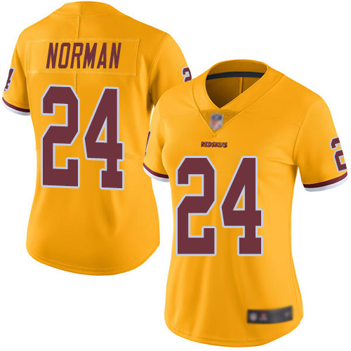 Washington Redskins Limited Gold Women Josh Norman Jersey NFL Football 24 Rush Vapor Untouchable